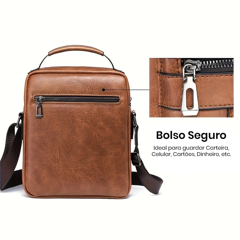 Mochila Mensageiro Masculina, Bolsa Mensageiro Couro, Bolsa Tiracolo Masculina Mensageiro Transversal Carteiro