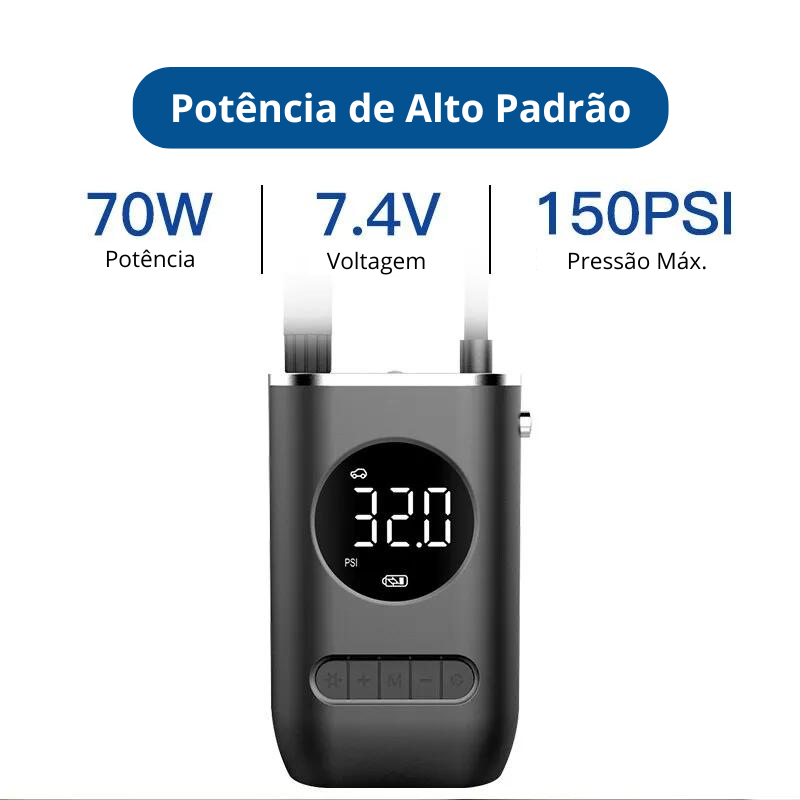 Mini Compressor de Ar Portátil, Bomba de Pneu Sem Fio, Bicicleta